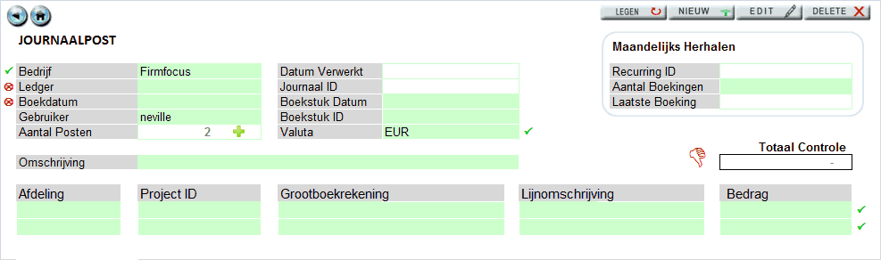 Excel Boekhouden Journaalpost