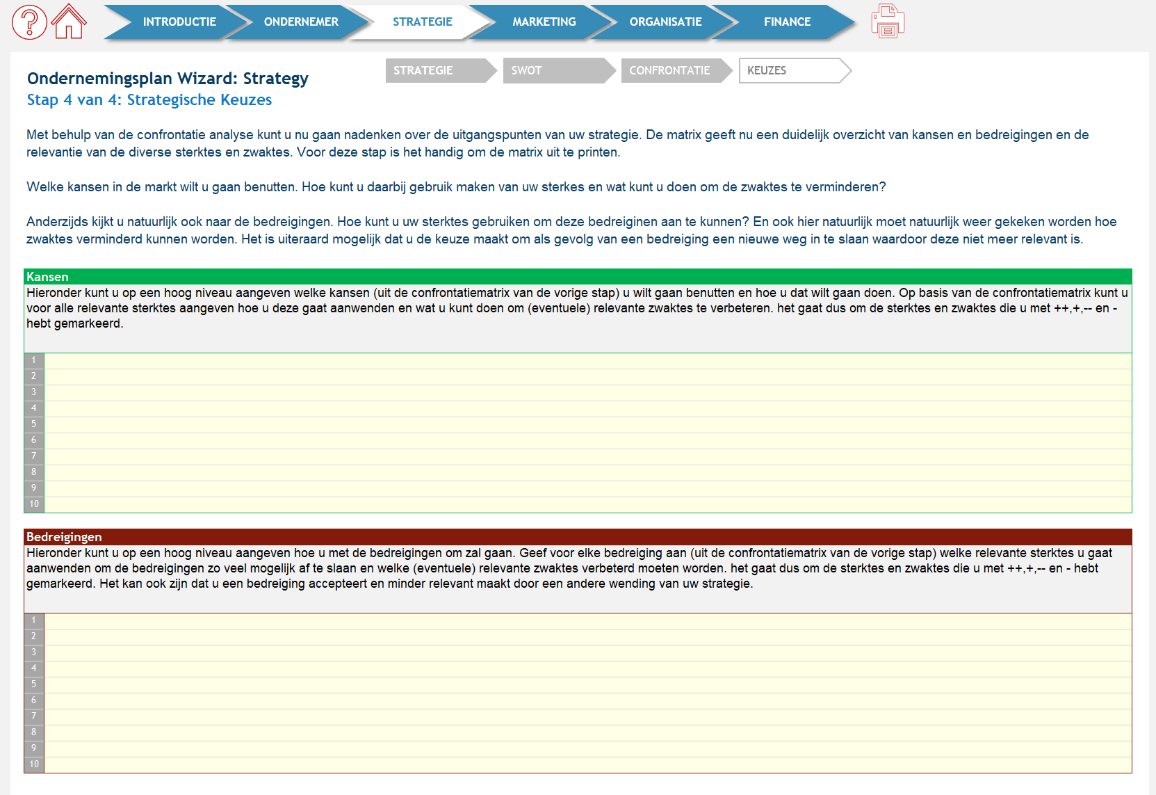 instructie ondernemingsplan applicatie: introductie