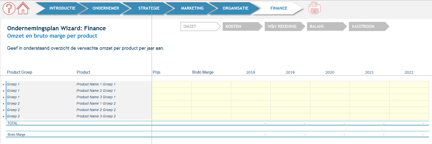 instructie ondernemingsplan applicatie: introductie