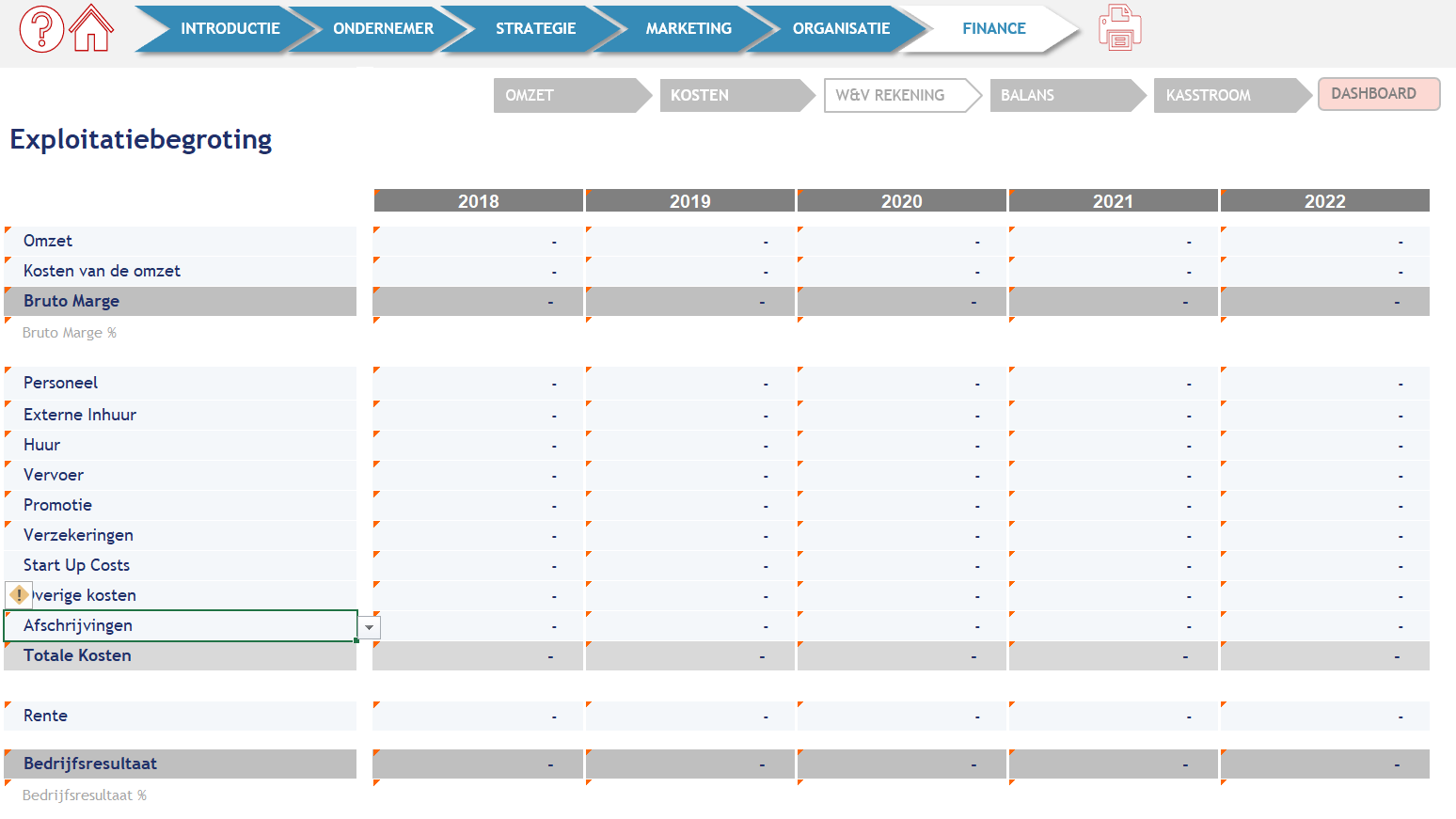 instructie ondernemingsplan applicatie: introductie