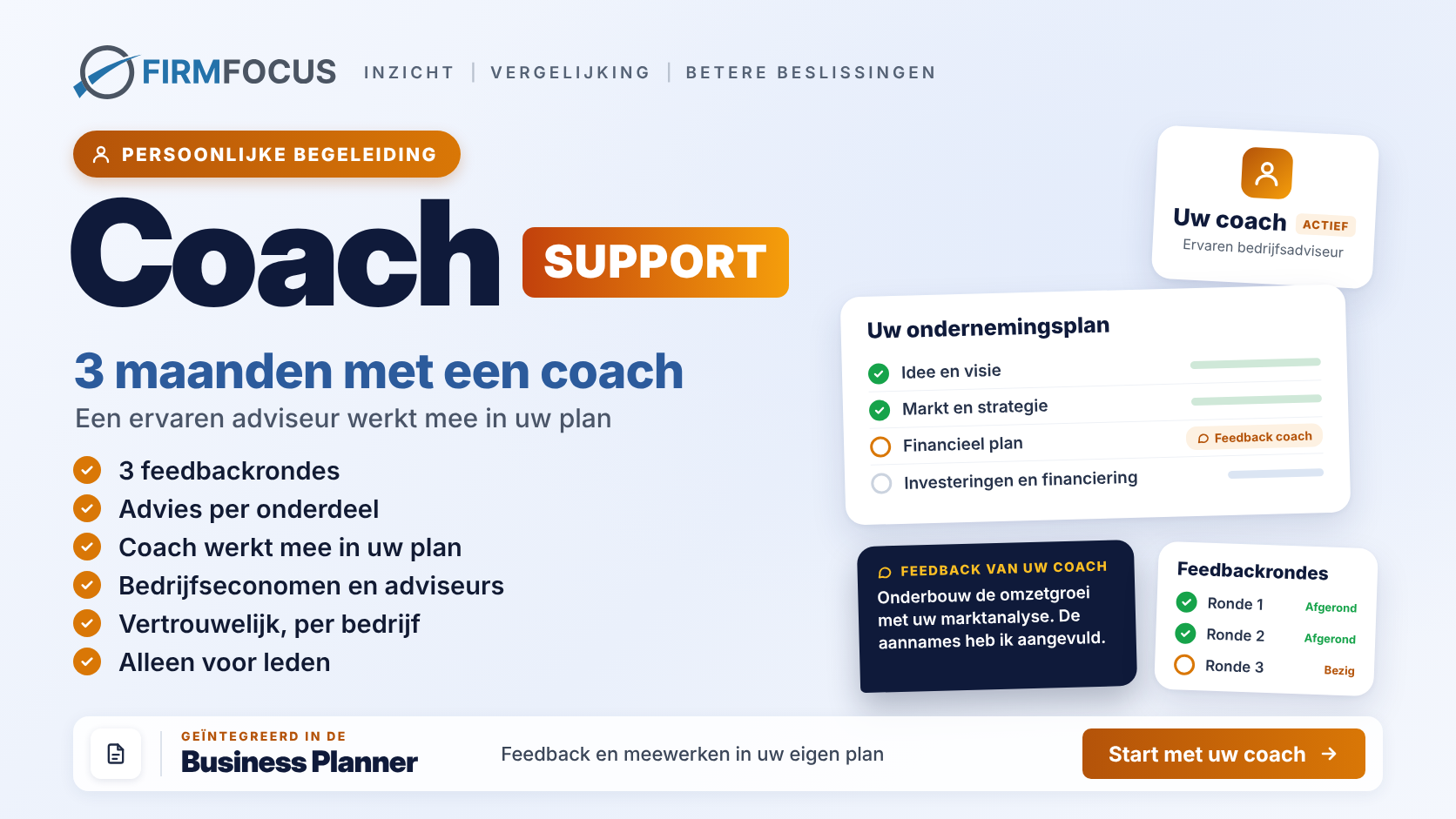 Coach-support voor uw ondernemingsplan