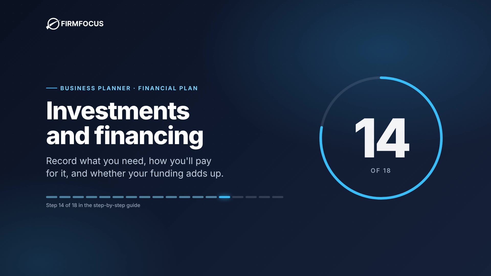 Video step 14: Investments and financing